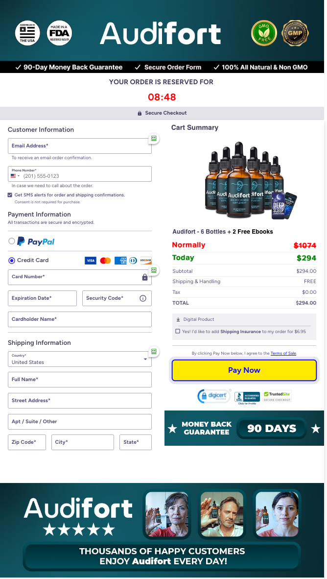 Audifort Official Website Secure Order Page